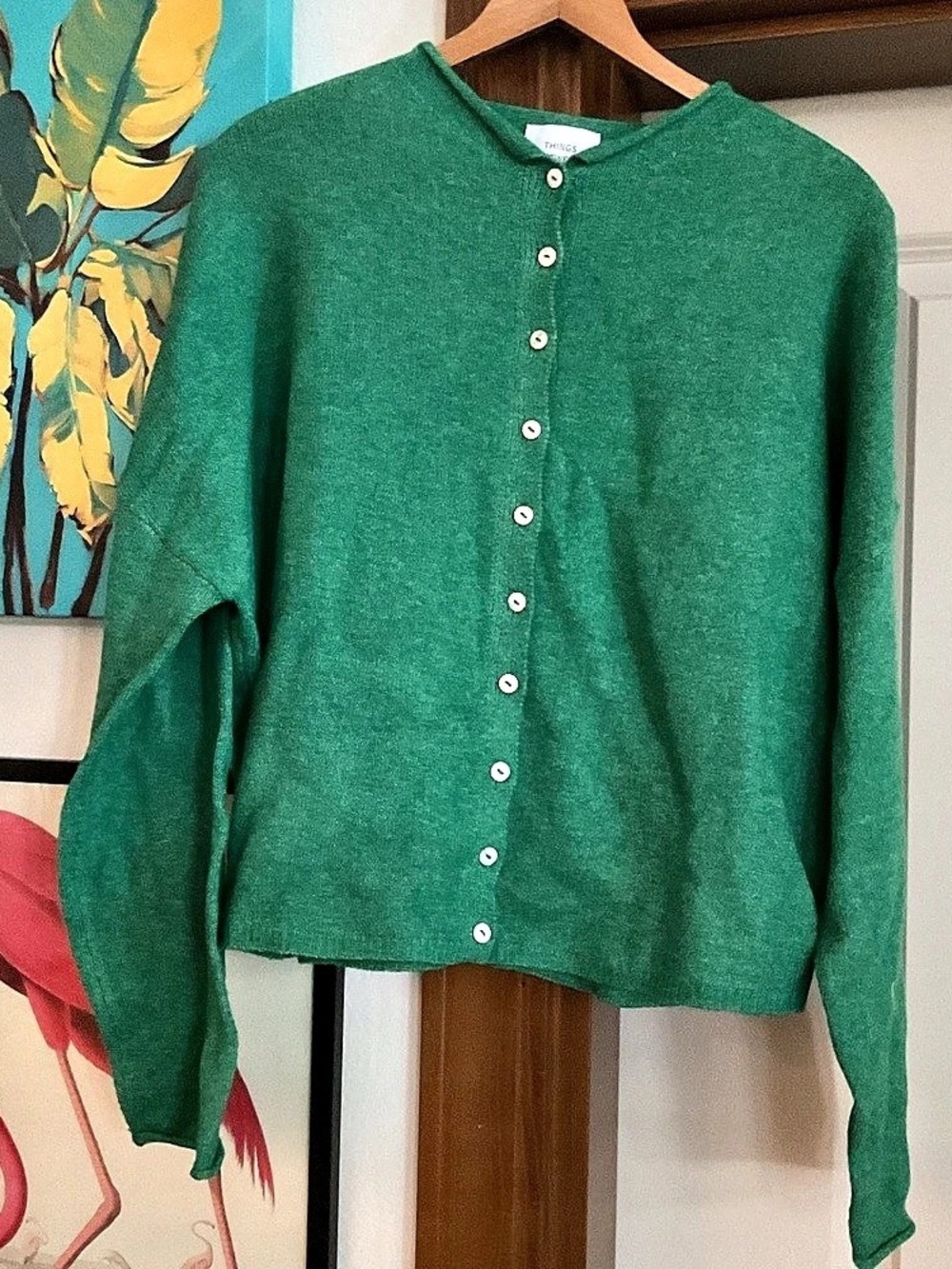 Things Between Piper Cardigan Green Button-Front Size Medium